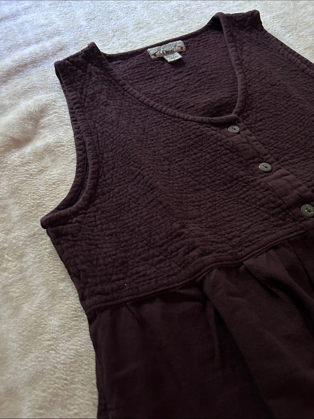 Orvis Women's Plum Sleeveless V-Neck Button-Front Layering Jumper Dress, Size L - Picture 6 of 10
